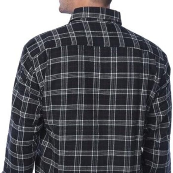 Hurley Long Sleeve Button Up Collared Shirt Men's Large Black/White Plaid - Picture 2 of 7